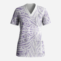 Purple New Zealand Puhoro Maori Tattoo Scrub Top LT14 Adult Purple - Polynesian Pride