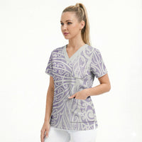 Purple New Zealand Puhoro Maori Tattoo Scrub Top LT14 - Polynesian Pride