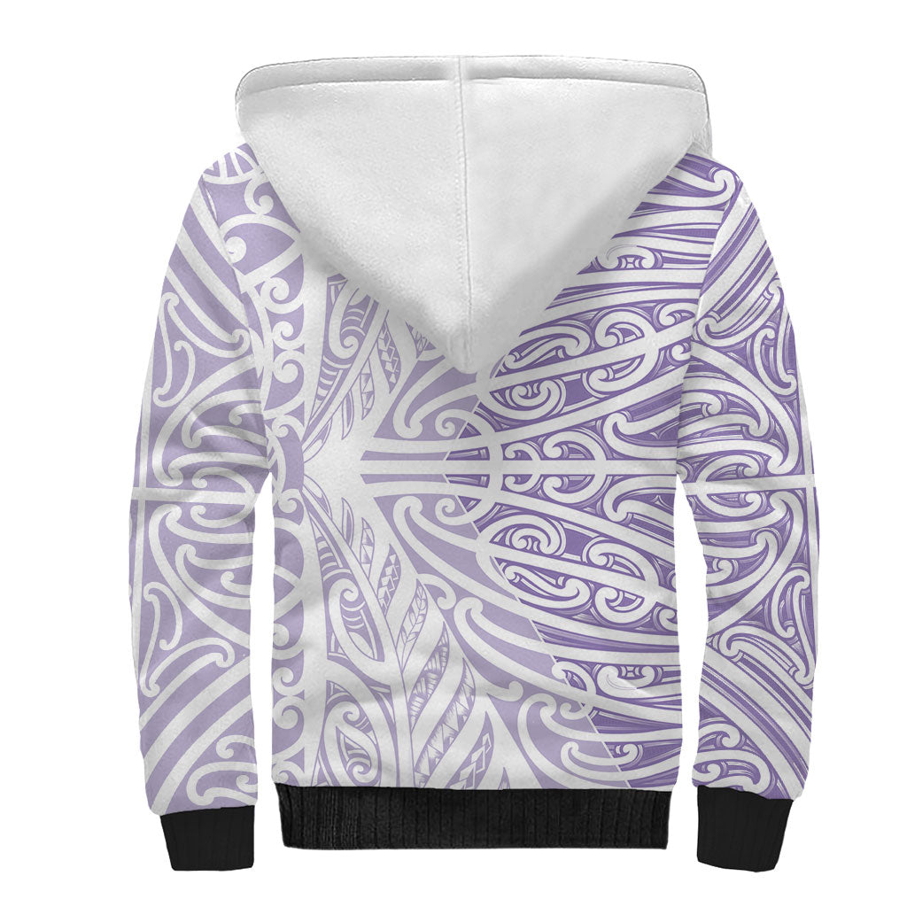 Purple New Zealand Puhoro Maori Tattoo Sherpa Hoodie LT14 - Polynesian Pride