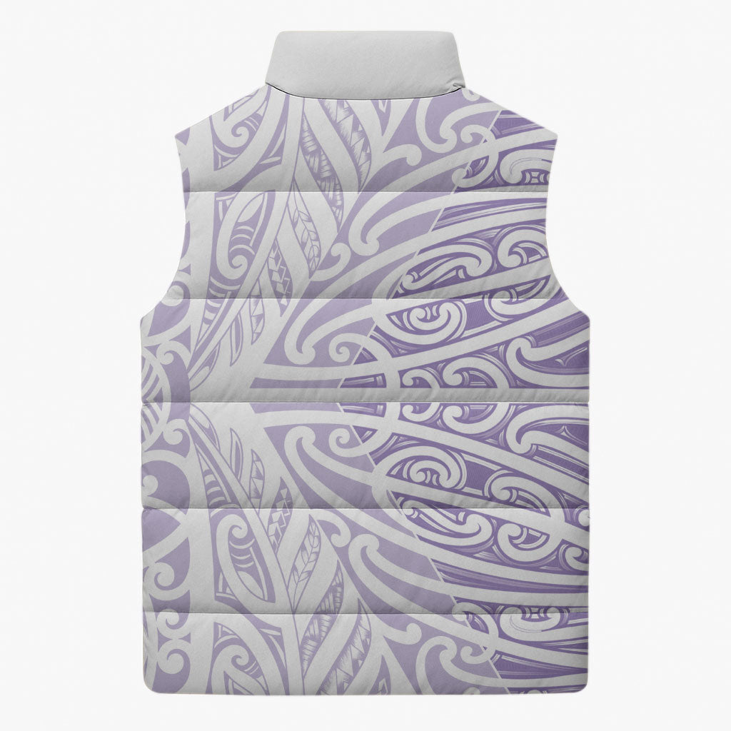 Purple New Zealand Puhoro Maori Tattoo Sleeveless Puffer Jacket LT14 - Polynesian Pride