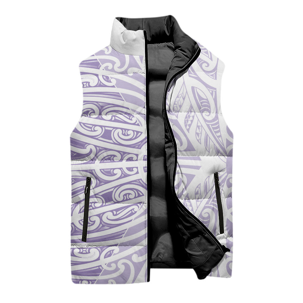 Purple New Zealand Puhoro Maori Tattoo Sleeveless Puffer Jacket LT14 - Polynesian Pride