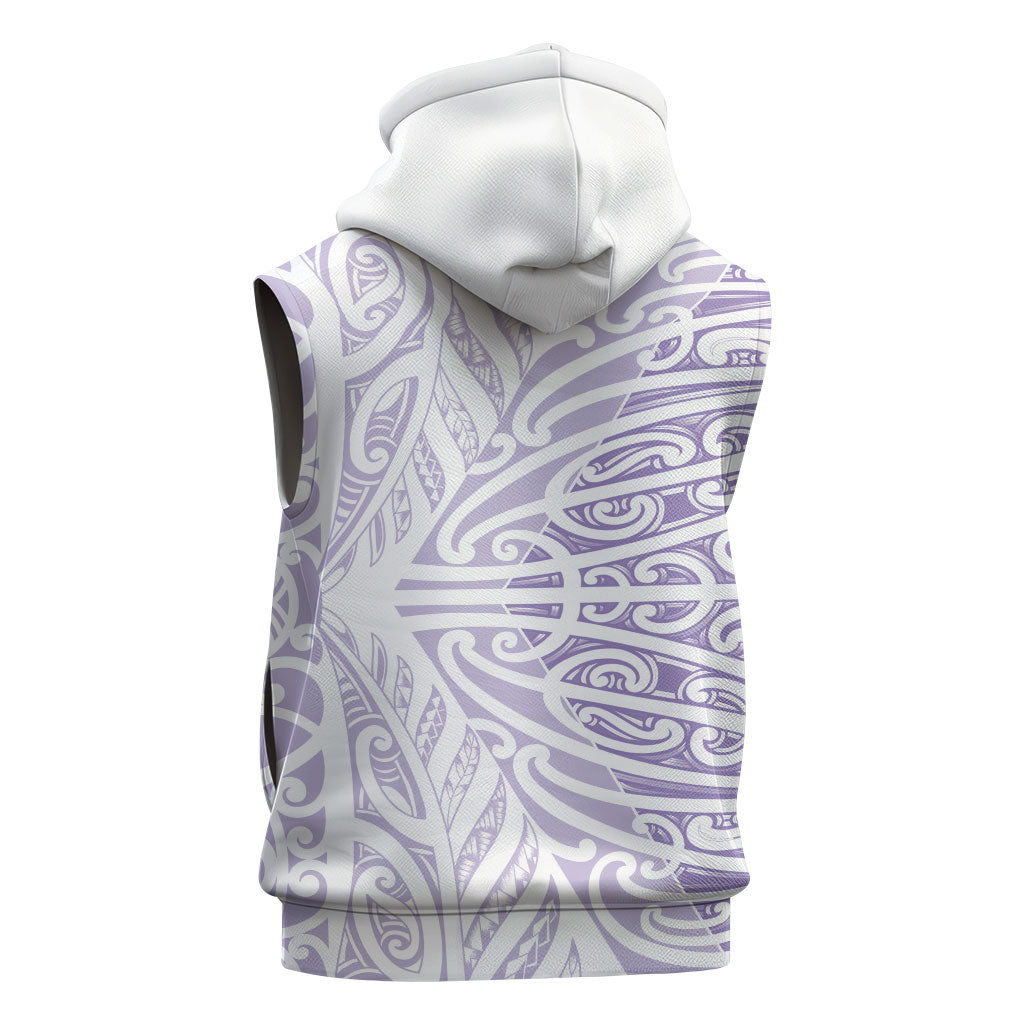 Purple New Zealand Puhoro Maori Tattoo Sleeveless Zip Hoodie LT14 - Polynesian Pride