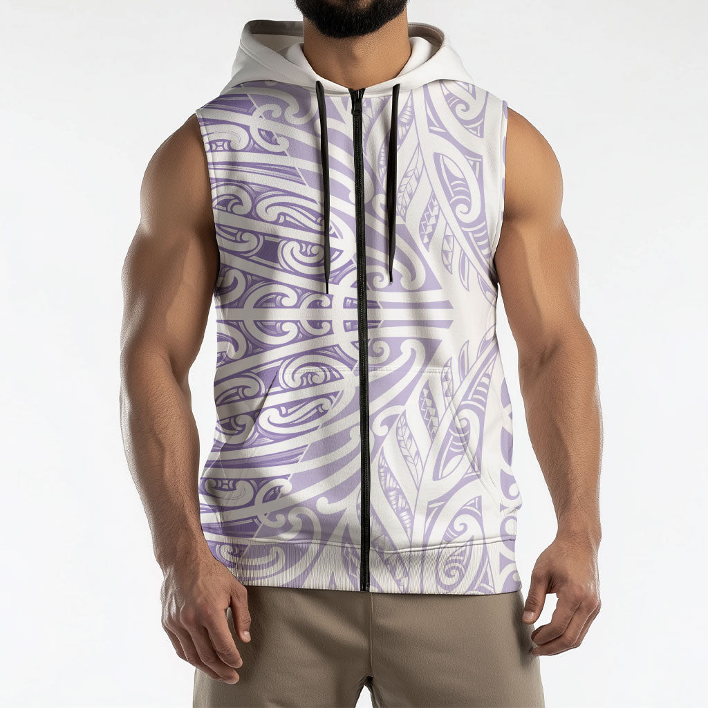 Purple New Zealand Puhoro Maori Tattoo Sleeveless Zip Hoodie LT14 - Polynesian Pride