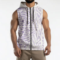 Purple New Zealand Puhoro Maori Tattoo Sleeveless Zip Hoodie LT14 - Polynesian Pride