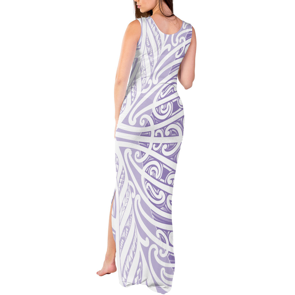 Purple New Zealand Puhoro Maori Tattoo Tank Maxi Dress LT14 - Polynesian Pride