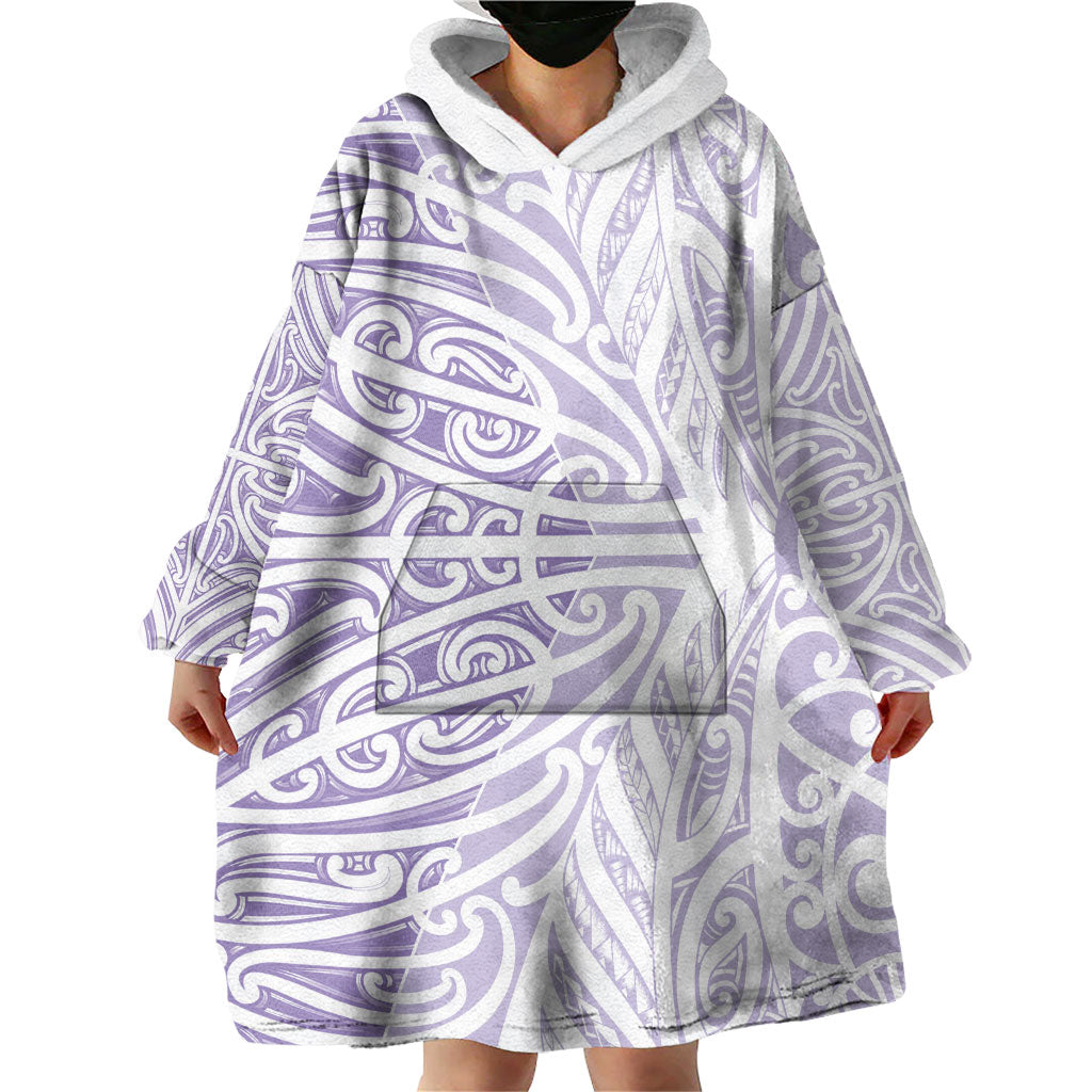Purple New Zealand Puhoro Maori Tattoo Wearable Blanket Hoodie LT14 - Polynesian Pride