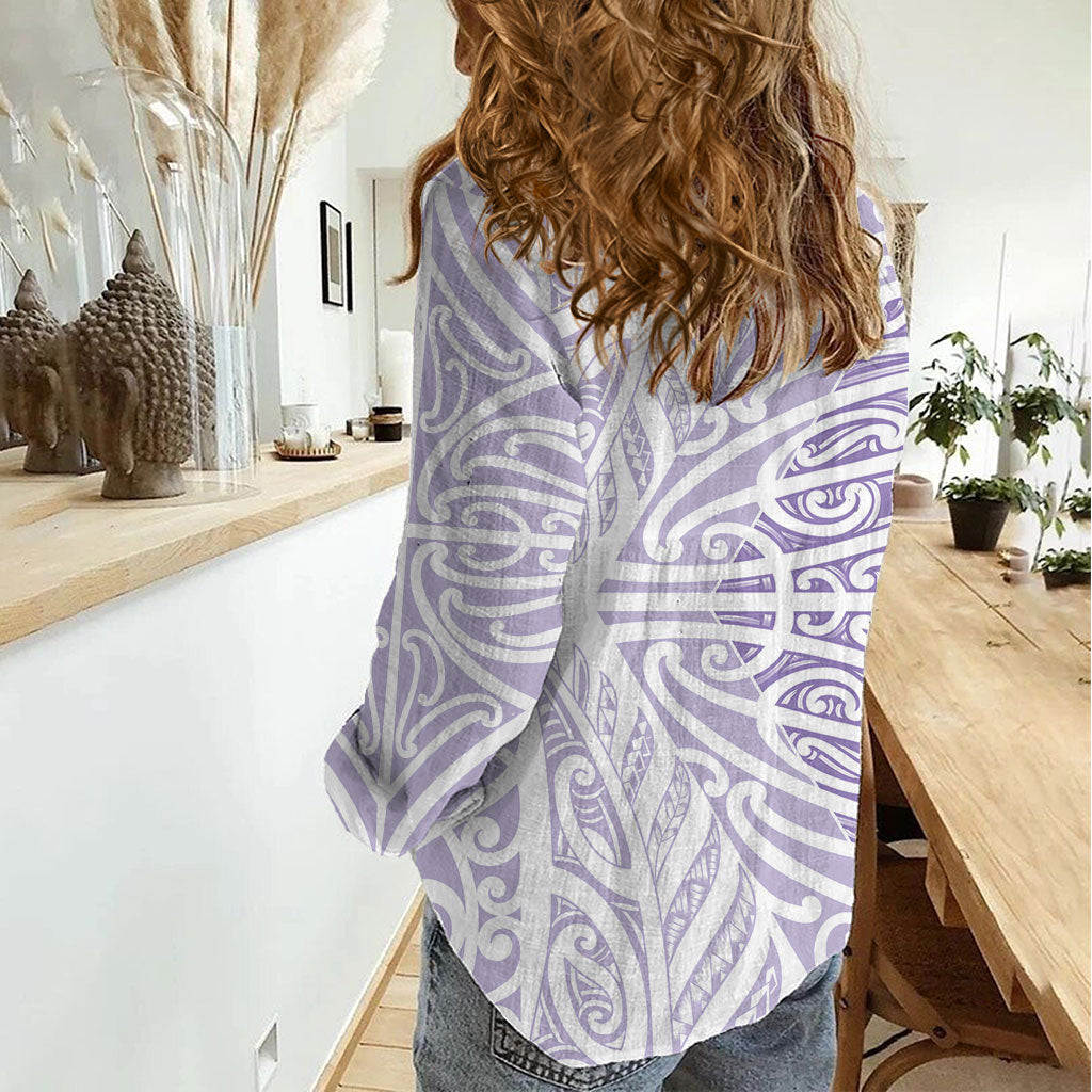Purple New Zealand Puhoro Maori Tattoo Women Casual Shirt LT14 - Polynesian Pride