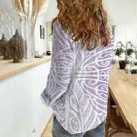 Purple New Zealand Puhoro Maori Tattoo Women Casual Shirt LT14 - Polynesian Pride