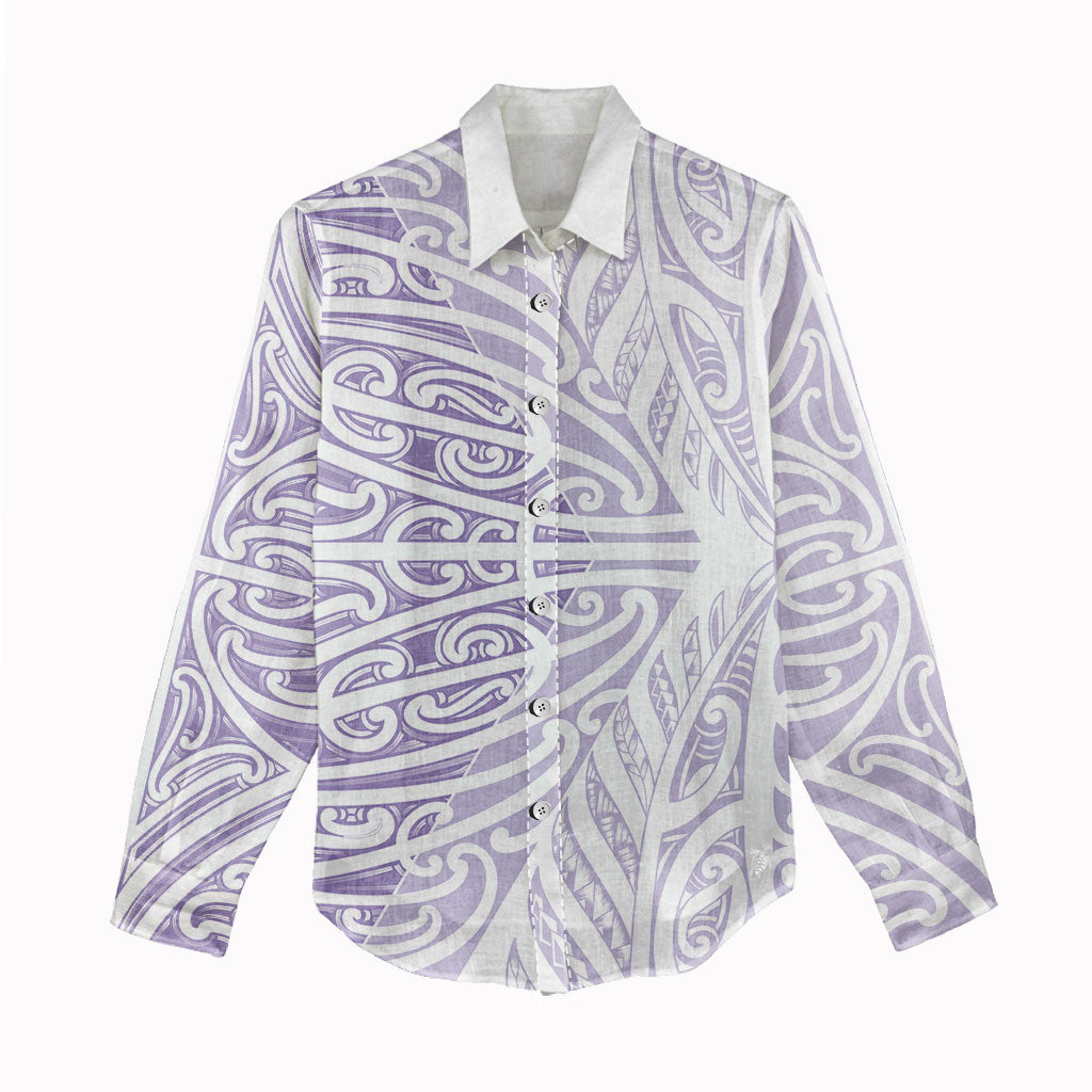 Purple New Zealand Puhoro Maori Tattoo Women Casual Shirt LT14 - Polynesian Pride