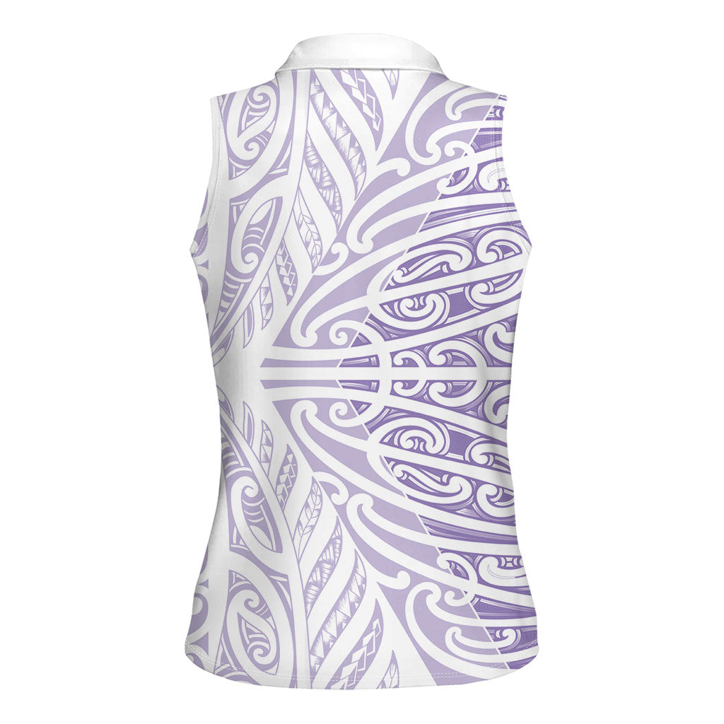 Purple New Zealand Puhoro Maori Tattoo Women Sleeveless Polo Shirt LT14 - Polynesian Pride