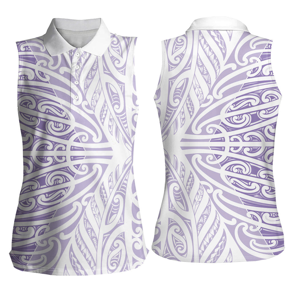 Purple New Zealand Puhoro Maori Tattoo Women Sleeveless Polo Shirt LT14 - Polynesian Pride