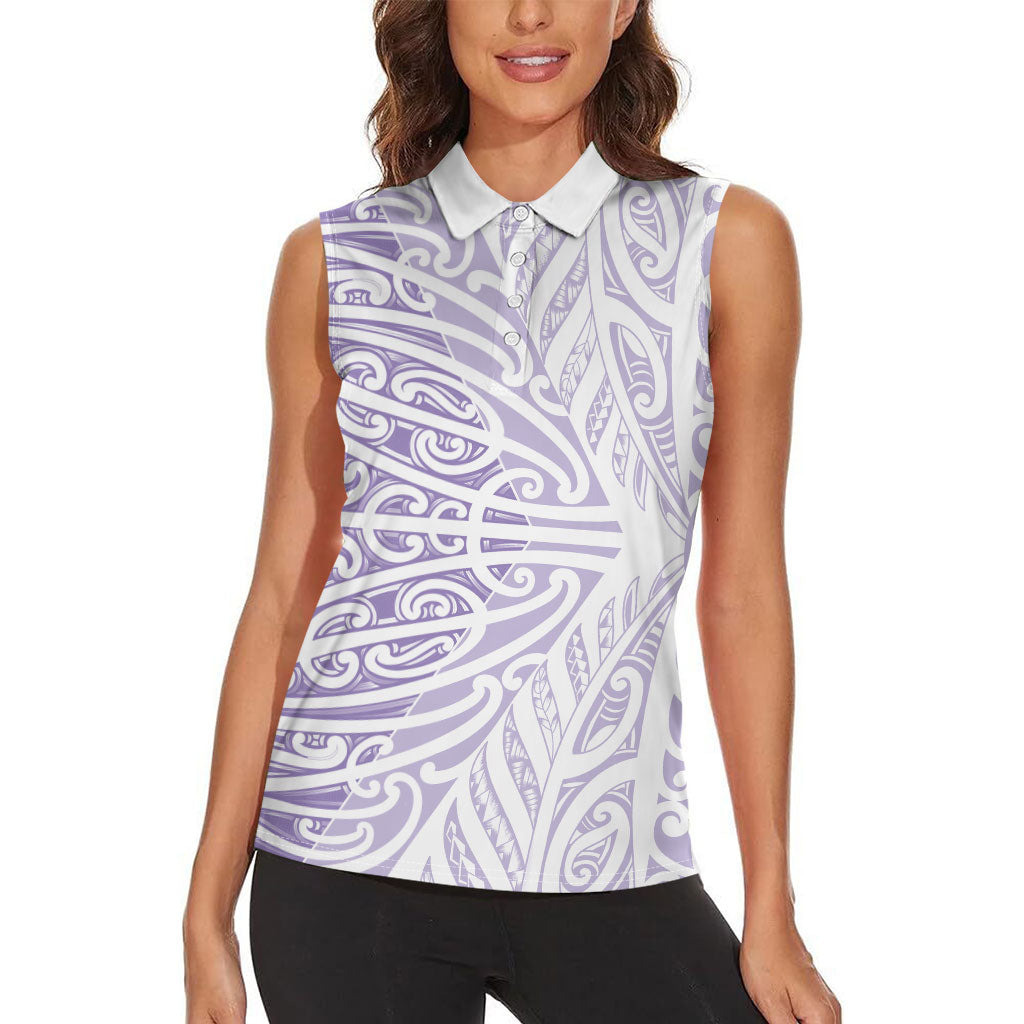 Purple New Zealand Puhoro Maori Tattoo Women Sleeveless Polo Shirt LT14 - Polynesian Pride