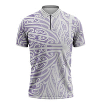 Purple New Zealand Puhoro Maori Tattoo Zipper Polo Shirt LT14 Purple - Polynesian Pride