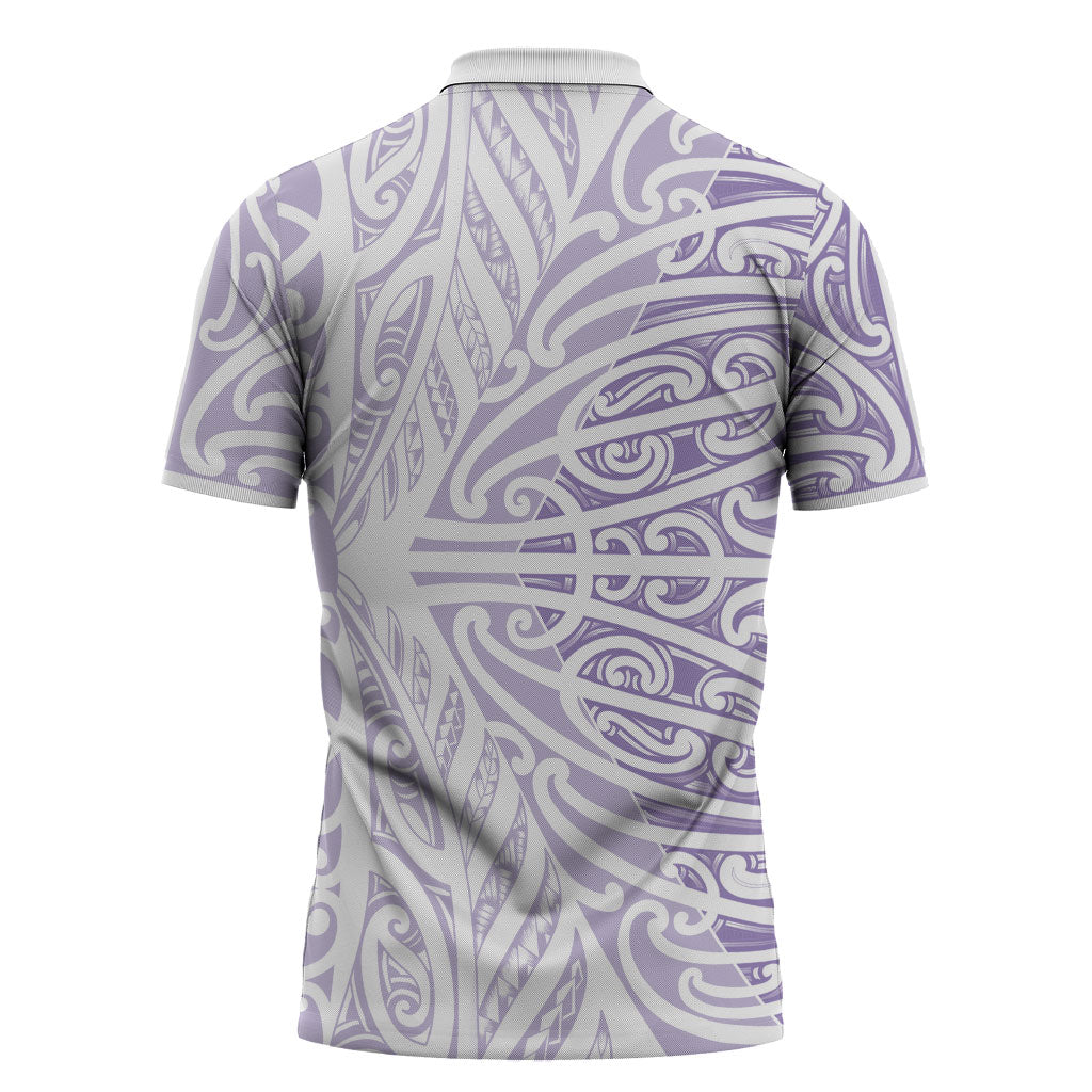 Purple New Zealand Puhoro Maori Tattoo Zipper Polo Shirt LT14 - Polynesian Pride