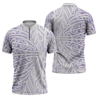 Purple New Zealand Puhoro Maori Tattoo Zipper Polo Shirt LT14 - Polynesian Pride
