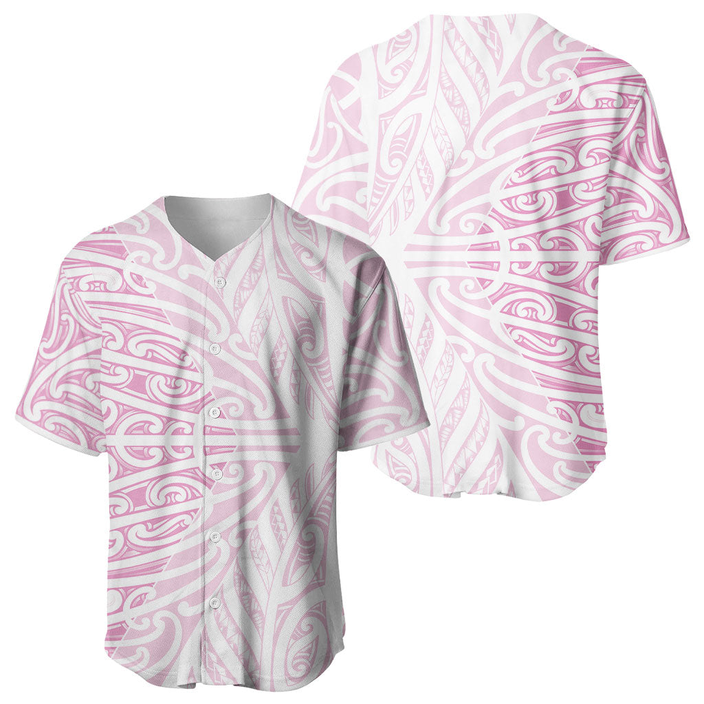 Pink New Zealand Puhoro Maori Tattoo Baseball Jersey LT14 - Polynesian Pride