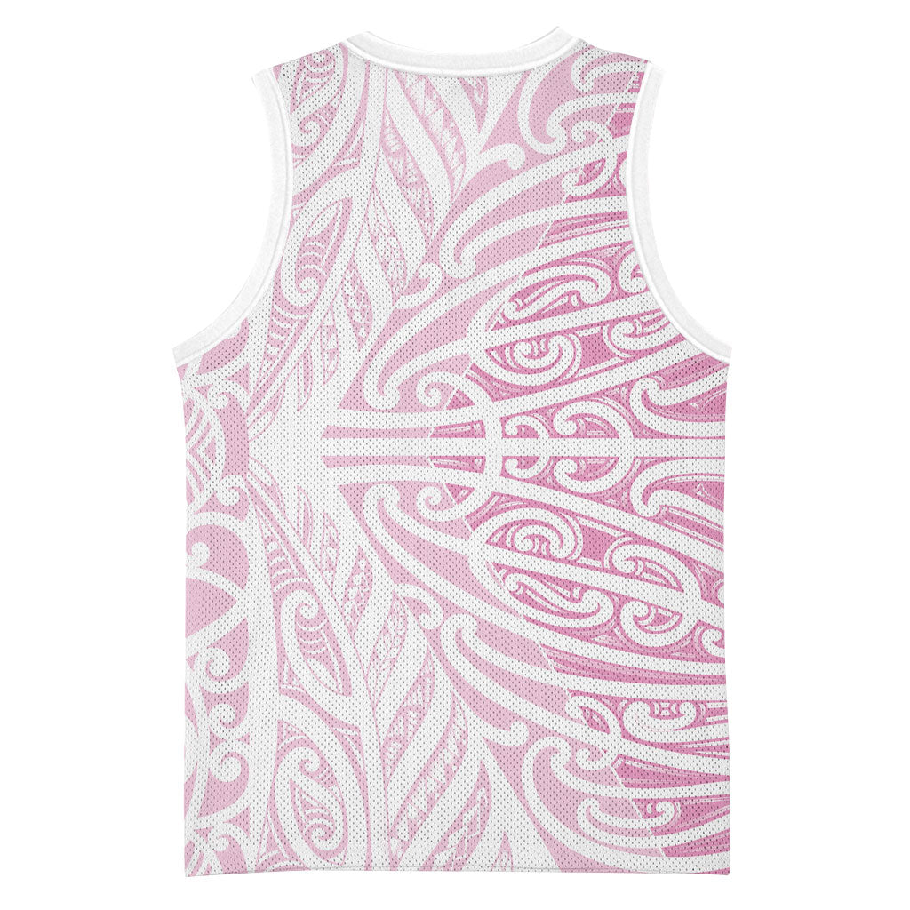 Pink New Zealand Puhoro Maori Tattoo Basketball Jersey LT14 - Polynesian Pride
