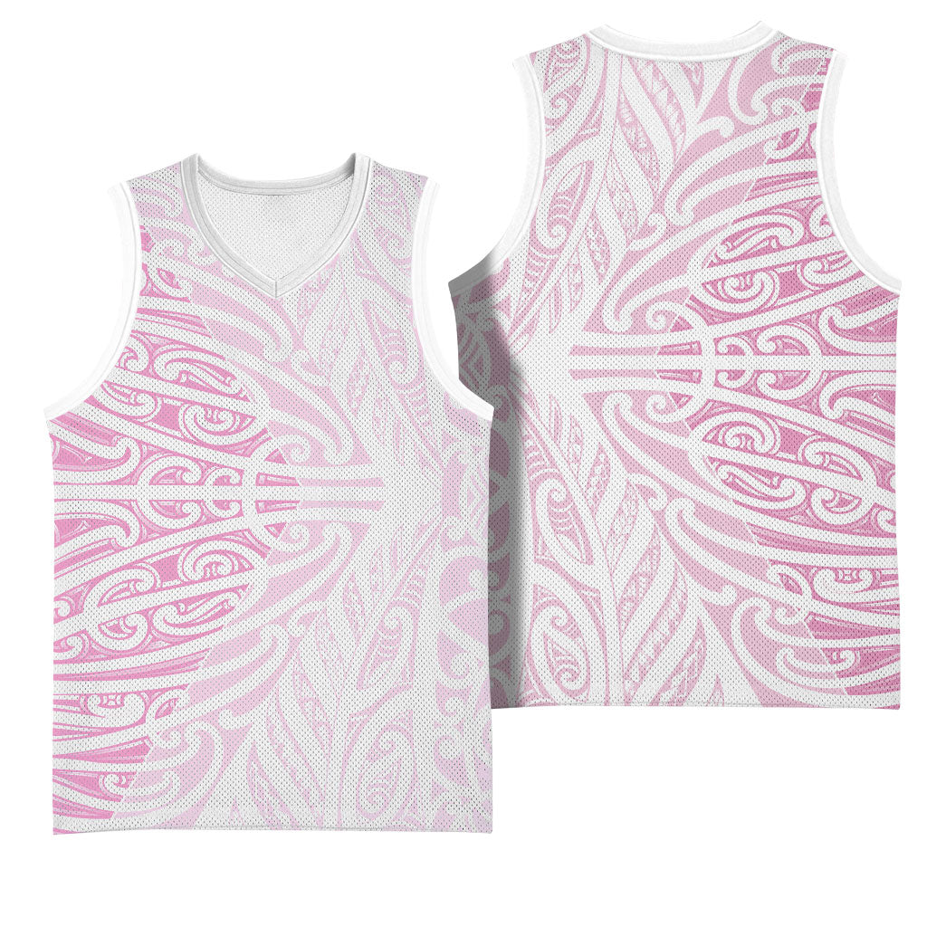 Pink New Zealand Puhoro Maori Tattoo Basketball Jersey LT14 - Polynesian Pride