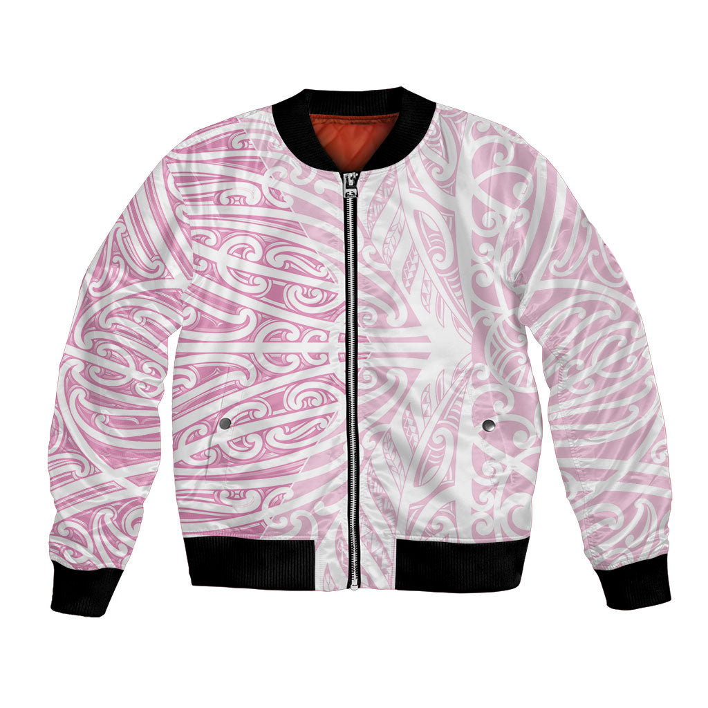 Pink New Zealand Puhoro Maori Tattoo Bomber Jacket LT14 Unisex Pink - Polynesian Pride