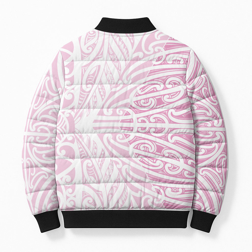 Pink New Zealand Puhoro Maori Tattoo Bomber Puffer Jacket LT14 - Polynesian Pride