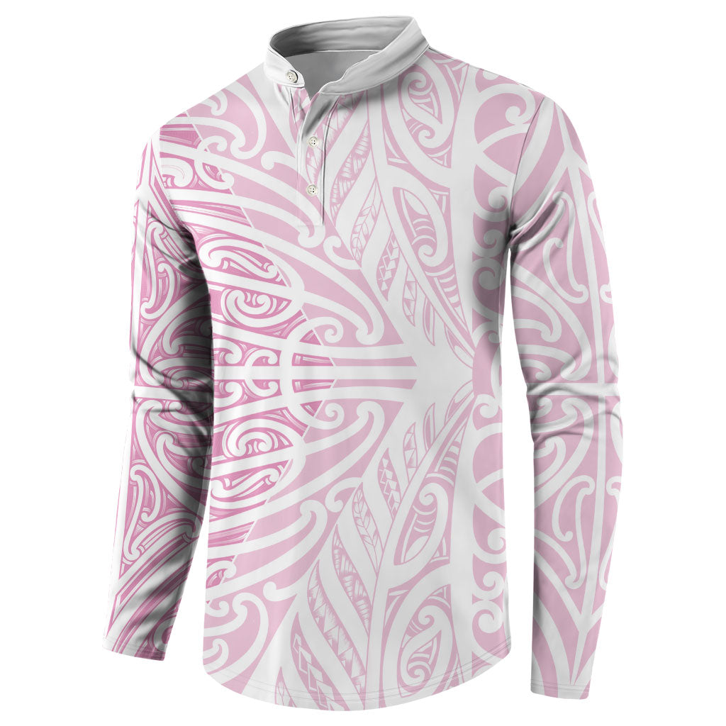 Pink New Zealand Puhoro Maori Tattoo Button Sweatshirt LT14 - Polynesian Pride