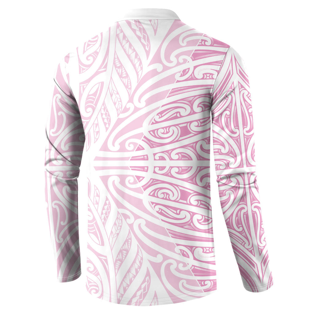 Pink New Zealand Puhoro Maori Tattoo Button Sweatshirt LT14 - Polynesian Pride