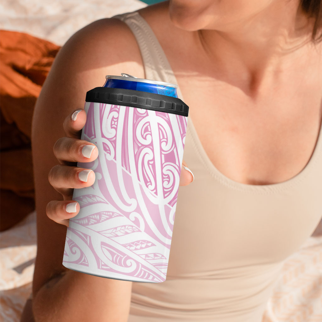 Pink New Zealand Puhoro Maori Tattoo 4 in 1 Can Cooler Tumbler LT14 - Polynesian Pride