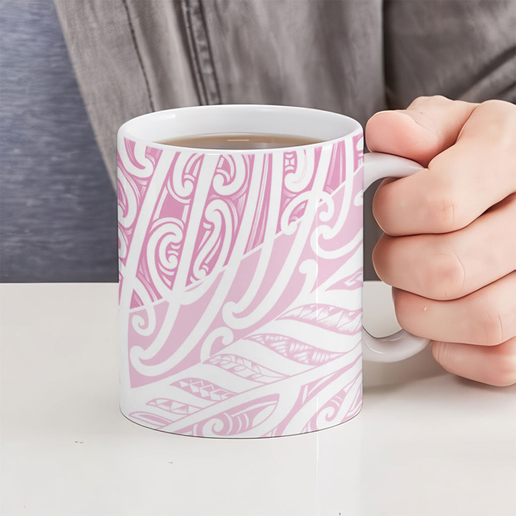 Pink New Zealand Puhoro Maori Tattoo Ceramic Mug LT14 - Polynesian Pride