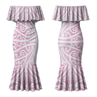 Pink New Zealand Puhoro Maori Tattoo Couples Matching Mermaid Dress and Hawaiian Shirt LT14 - Polynesian Pride