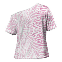 Pink New Zealand Puhoro Maori Tattoo Cross Shoulder Shirt LT14 - Polynesian Pride