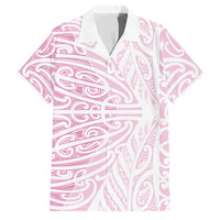 Pink New Zealand Puhoro Maori Tattoo Family Matching Off Shoulder Maxi Dress and Hawaiian Shirt LT14 Dad's Shirt - Short Sleeve Pink - Polynesian Pride