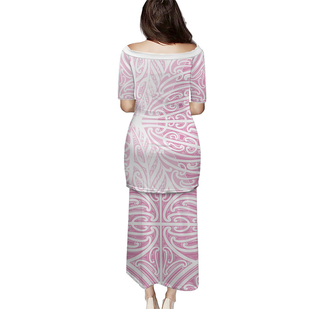 Pink New Zealand Puhoro Maori Tattoo Family Matching Puletasi and Hawaiian Shirt LT14 - Polynesian Pride