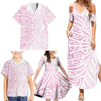 Pink New Zealand Puhoro Maori Tattoo Family Matching Summer Maxi Dress and Hawaiian Shirt LT14 - Polynesian Pride