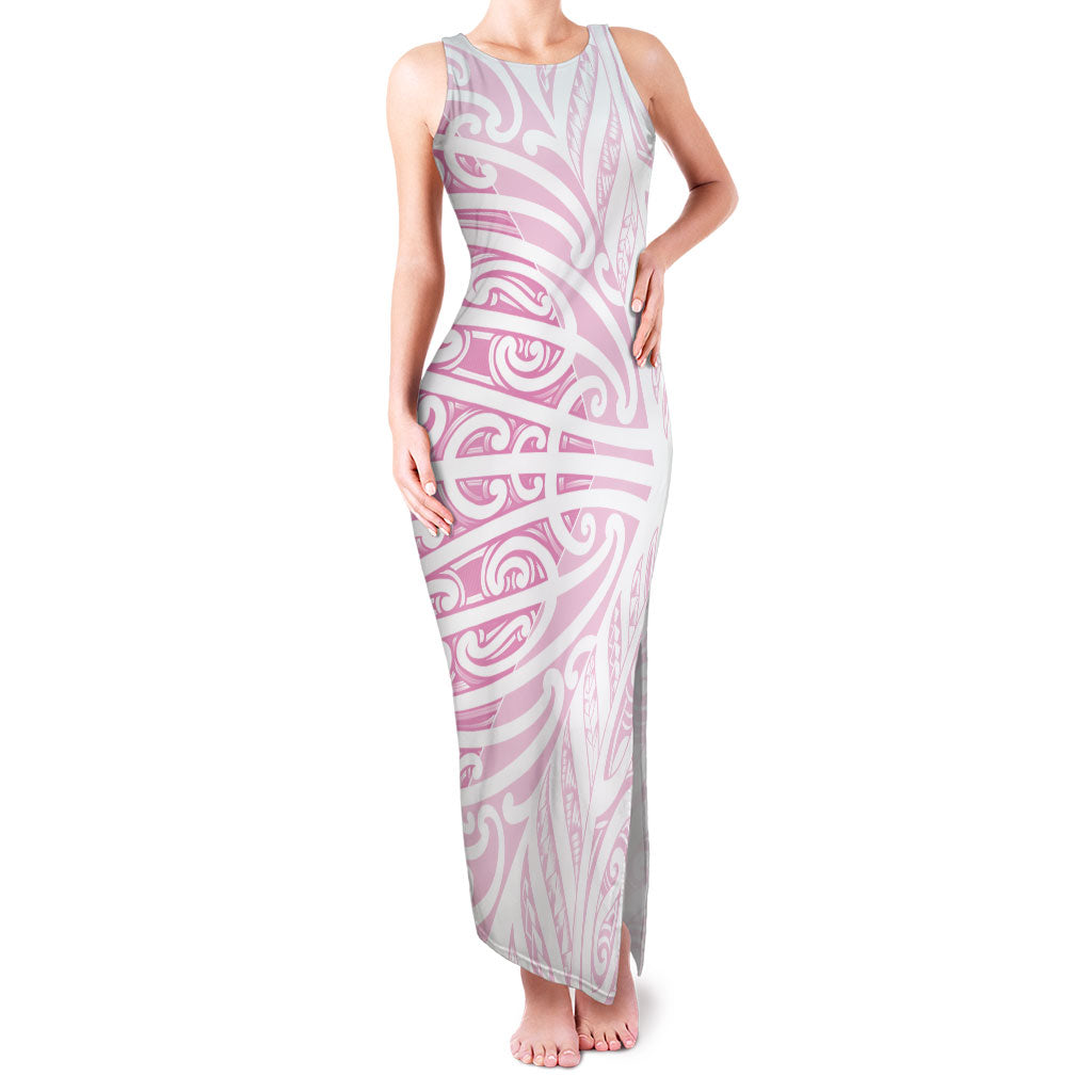 Pink New Zealand Puhoro Maori Tattoo Family Matching Tank Maxi Dress and Hawaiian Shirt LT14 Mom's Dress Pink - Polynesian Pride