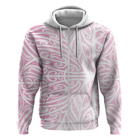 Pink New Zealand Puhoro Maori Tattoo Hoodie LT14 Zip Hoodie Pink - Polynesian Pride