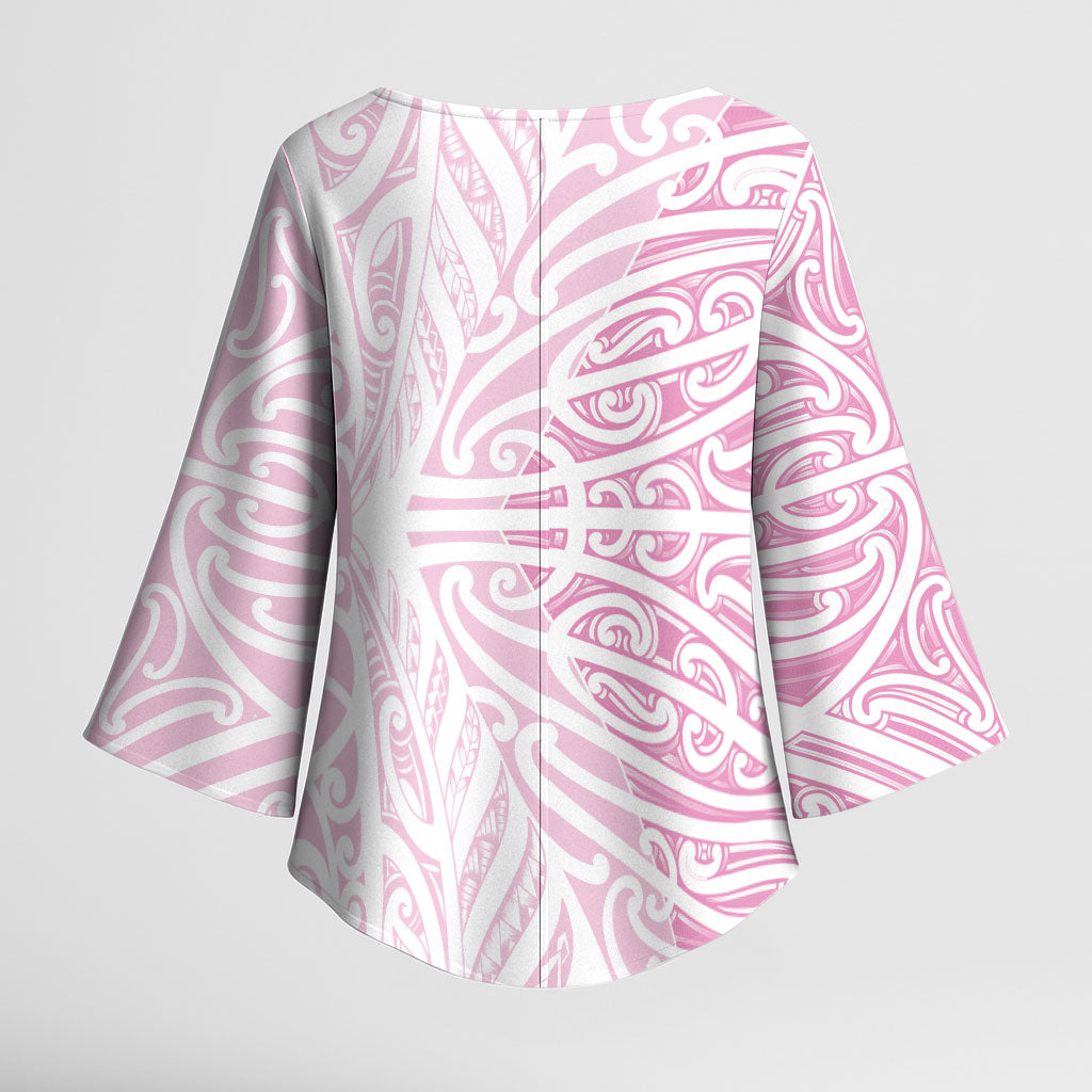 Pink New Zealand Puhoro Maori Tattoo Kimono Sleeve Blouse LT14 - Polynesian Pride