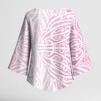 Pink New Zealand Puhoro Maori Tattoo Kimono Sleeve Blouse LT14 - Polynesian Pride
