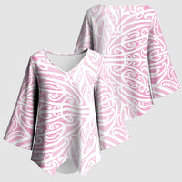 Pink New Zealand Puhoro Maori Tattoo Kimono Sleeve Blouse LT14 - Polynesian Pride