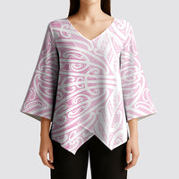 Pink New Zealand Puhoro Maori Tattoo Kimono Sleeve Blouse LT14 - Polynesian Pride