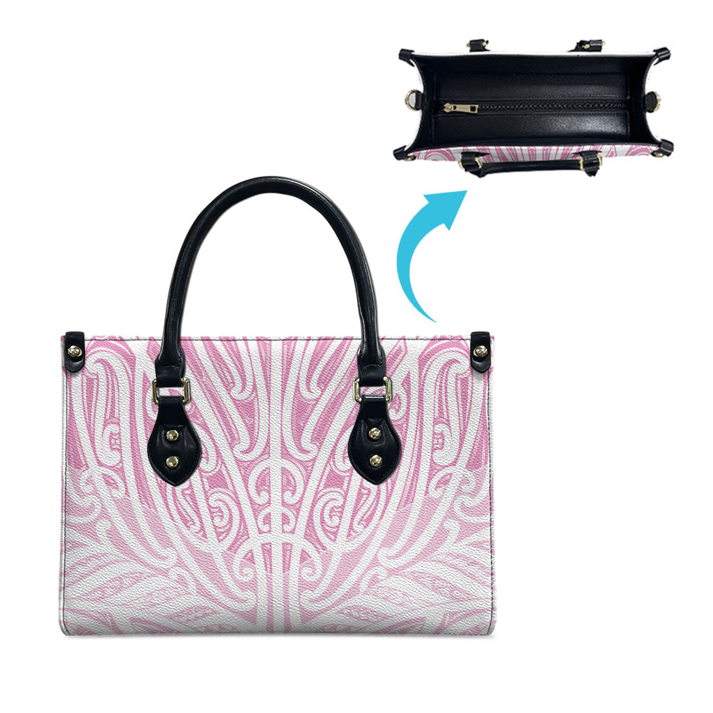 Pink New Zealand Puhoro Maori Tattoo Leather Bag LT14 - Polynesian Pride
