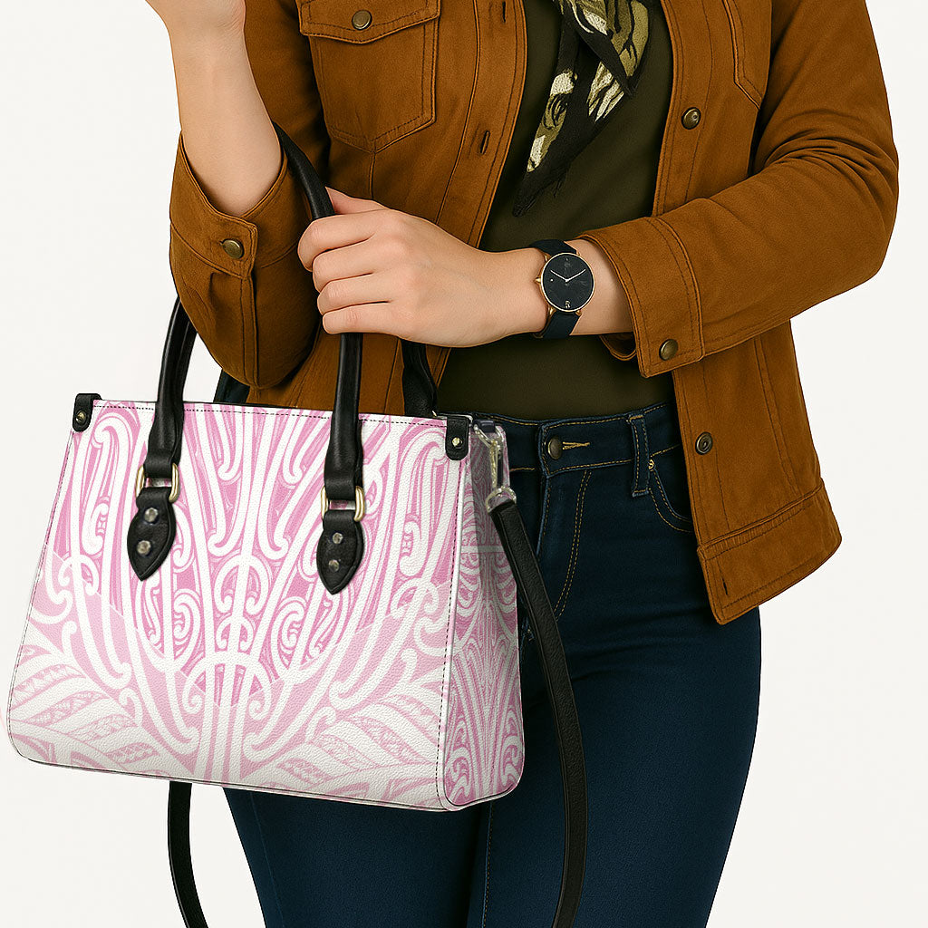 Pink New Zealand Puhoro Maori Tattoo Leather Bag LT14 - Polynesian Pride