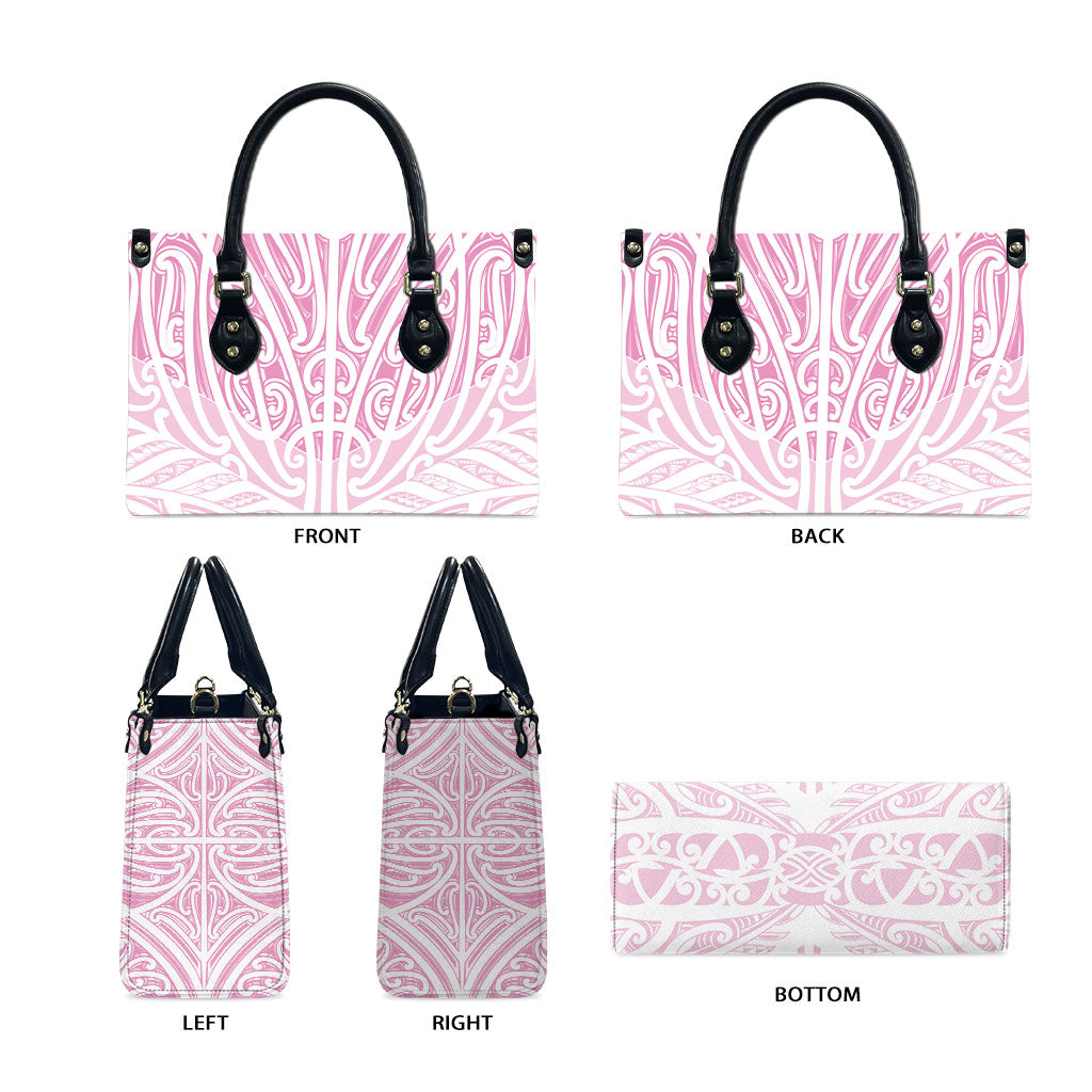 Pink New Zealand Puhoro Maori Tattoo Leather Bag LT14 - Polynesian Pride