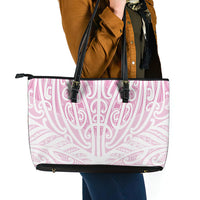 Pink New Zealand Puhoro Maori Tattoo Leather Tote Bag LT14 - Polynesian Pride
