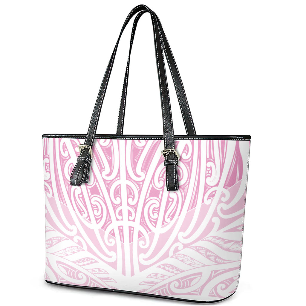 Pink New Zealand Puhoro Maori Tattoo Leather Tote Bag LT14 - Polynesian Pride