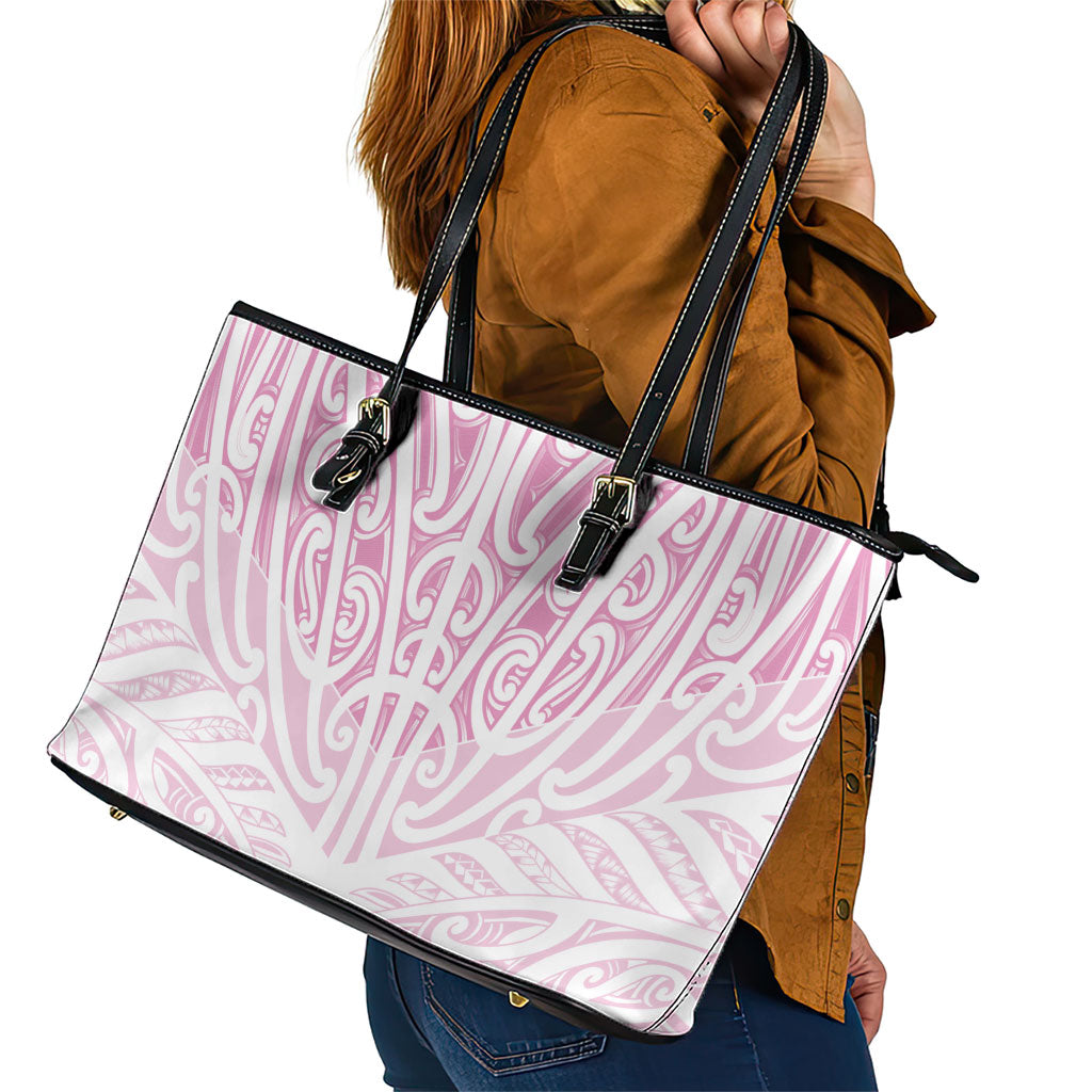 Pink New Zealand Puhoro Maori Tattoo Leather Tote Bag LT14 - Polynesian Pride