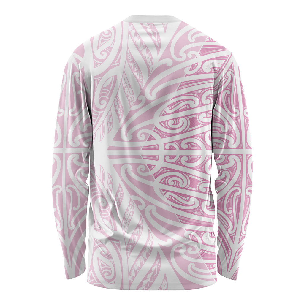 Pink New Zealand Puhoro Maori Tattoo Long Sleeve Shirt LT14 - Polynesian Pride