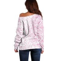 Pink New Zealand Puhoro Maori Tattoo Off Shoulder Sweater LT14 - Polynesian Pride