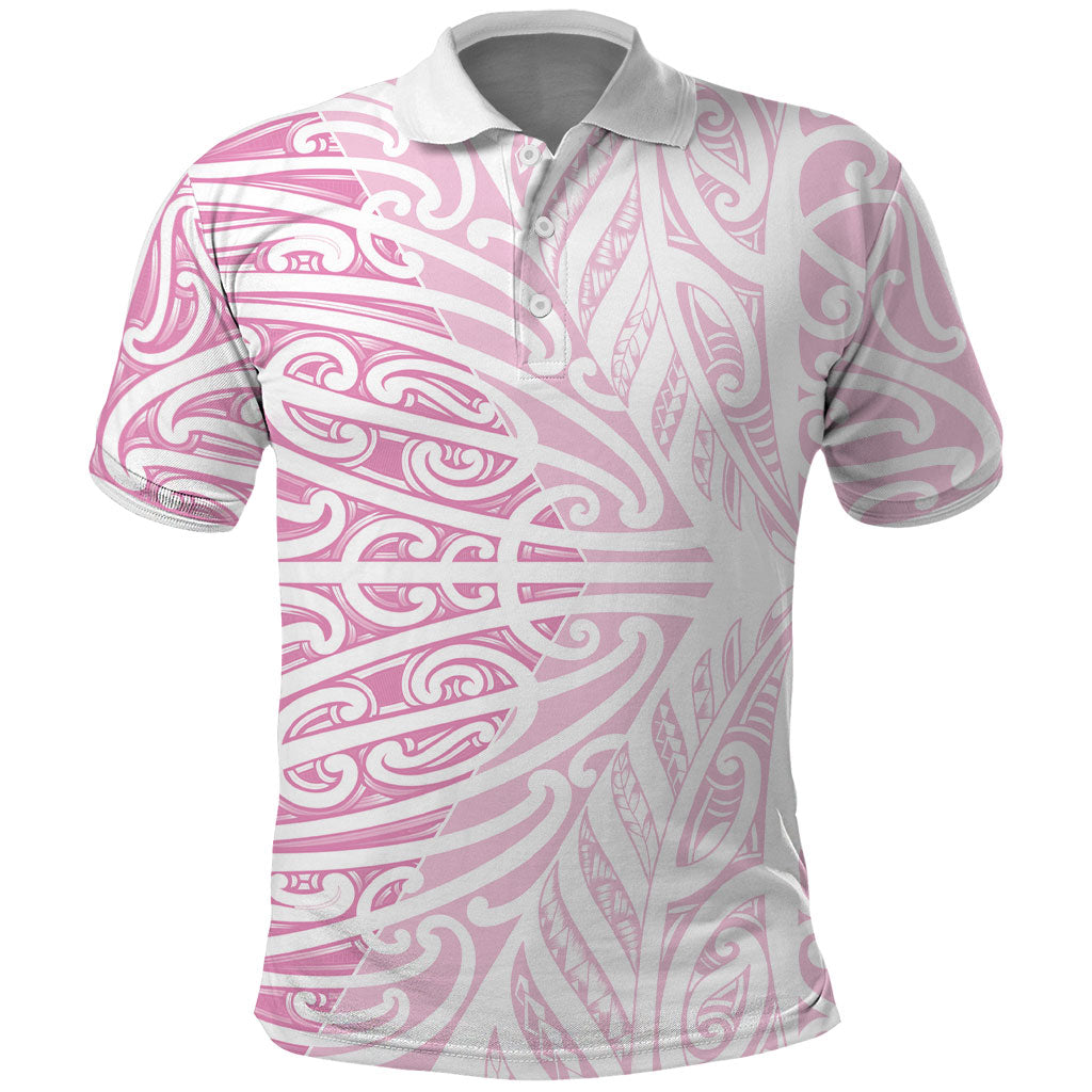 Pink New Zealand Puhoro Maori Tattoo Polo Shirt LT14 Pink - Polynesian Pride
