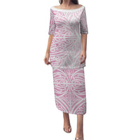 Pink New Zealand Puhoro Maori Tattoo Puletasi LT14 Long Dress Pink - Polynesian Pride