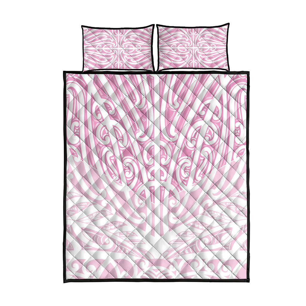 Pink New Zealand Puhoro Maori Tattoo Quilt Bed Set LT14 - Polynesian Pride